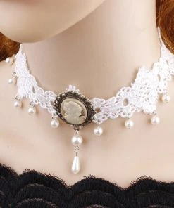 Lace Jewellery White Lace Steampunk Cameo Choker Steampunk Jewellery