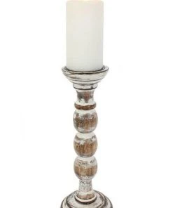 Something Different Whitewash Wooden Candle Stand 30cm