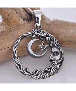 Seventh Sense Wise Man Crescent Moon 925 Silver Pendant All Jewellery
