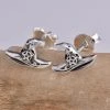 Seventh Sense Witch Hat Stud Earrings Silver Gothic Jewellery