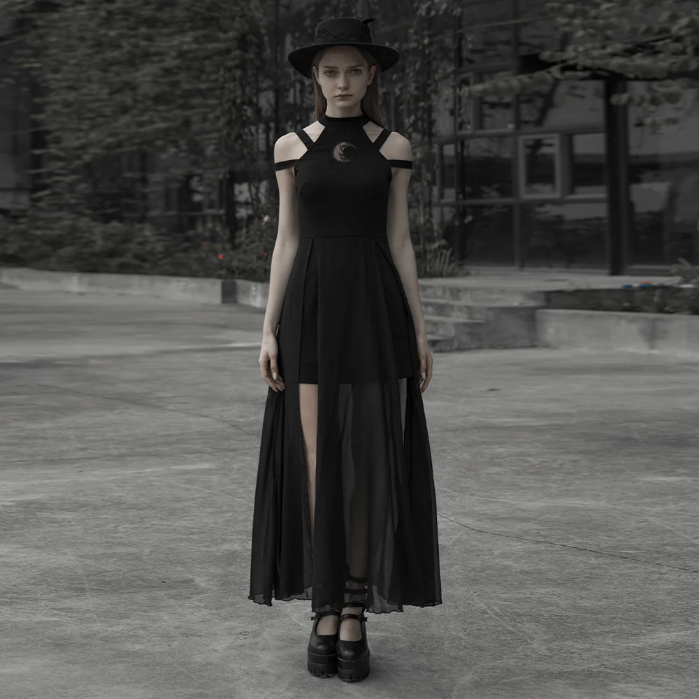 Angel Clothing Shop -Angel Clothing Shop punk rave gothic crescent moon embroidered lace dress 006
